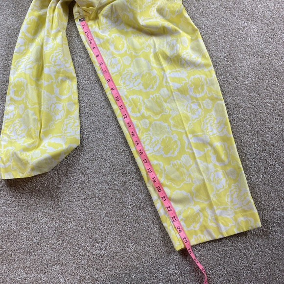 Vtg Lilly Pulitzer Pants 14 Yellow Floral Pleated Cotton Hi Waist Retro Lined - Picture 9 of 11